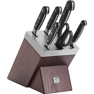 ZWILLING Pro self-sharpening knife block, 7-piece, ash, knives and scissors made of special stainless steel, 3-rivet design, brown on sale